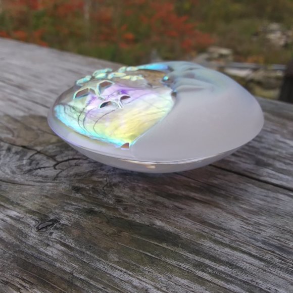 art glass paper weight Man in the moon with stars iridescent qualities - Picture 9 of 14